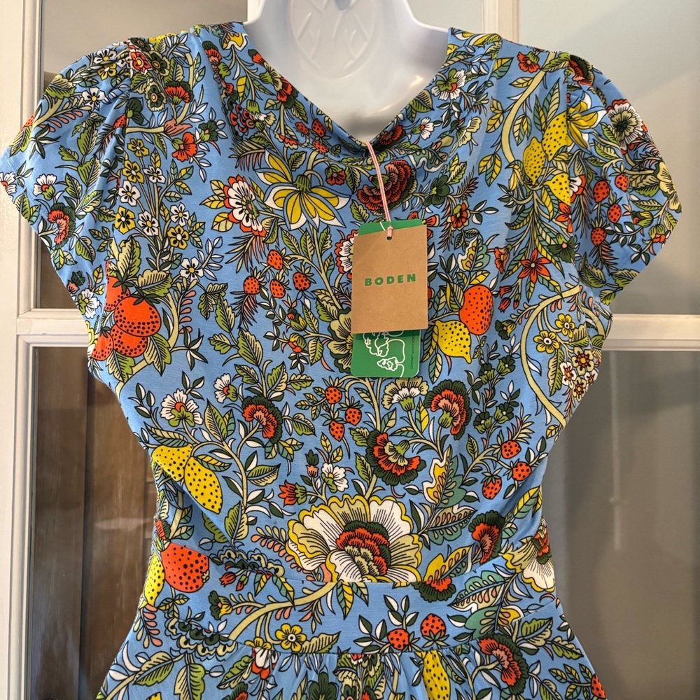 Boden Blue Floral Jersey Midi Dress 6P NWT - Picture 5 of 8
